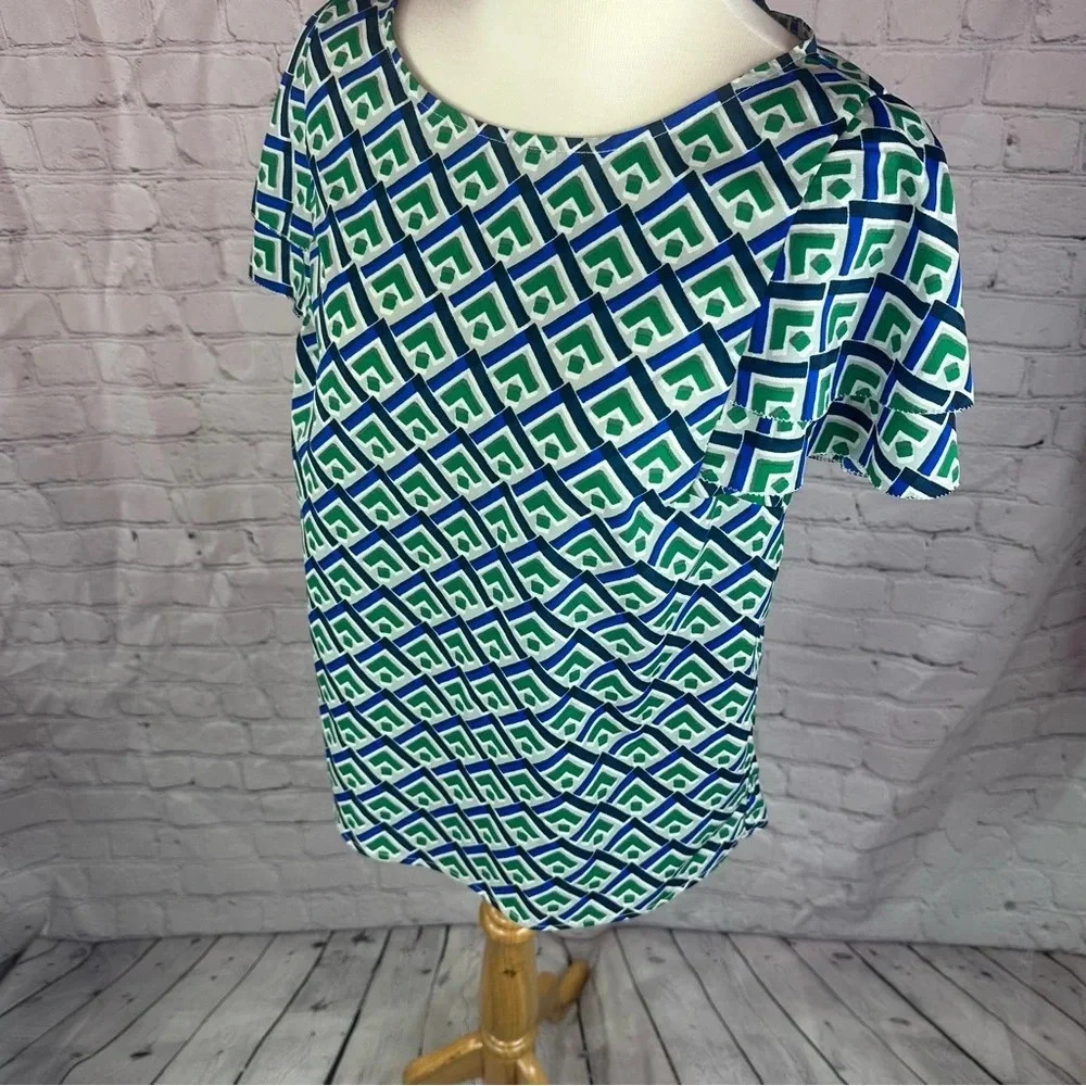banana republic blue green blouse size small